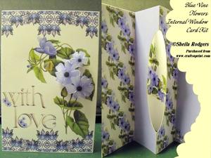 Blue Vine Flowers Internal Window Card Kit