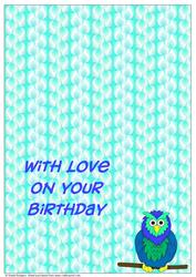 Blue Owl on Branch Insert