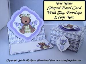 Iris Bear Shaped Easel Card, Tag, Envelope & Gift Box