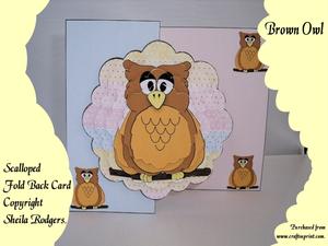 Brown Owl Scalloped Fold Back Card Kit