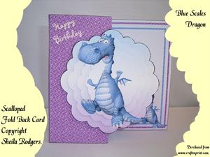 Blue Scales Dragon Scalloped Fold Back Card Kit