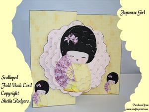 Japanese Girl Scalloped Fold Back Card Kit