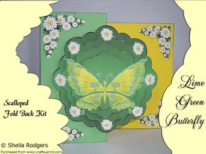 Lime Green Butterfly Scalloped Fold Back Card Kit