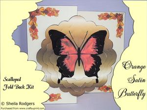 Orange Satin Butterfly Scalloped Fold Back Card Kit
