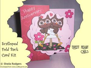 Tweet Heart Owls Scalloped Fold Back Card