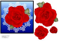 Red Rose Decoupage on Lace