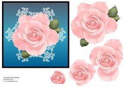 Pink Rose Decoupage on Lace