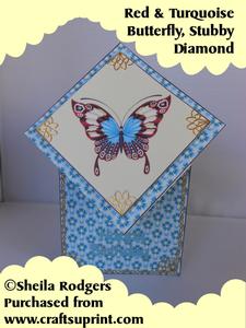 Red & Turquoise Butterfly, Stubby Diamond Top Card Kit