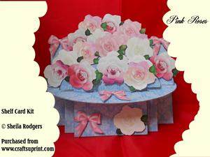 Pink Roses 3D Shelf Card
