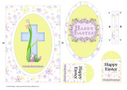 Easter Cross Oval Spinner Card