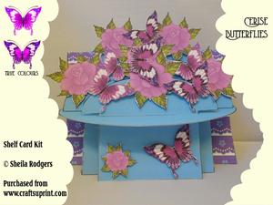 Cerise Butterflies Shelf Card Kit