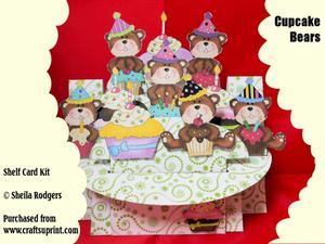 Cupcake Bears 3D Shelf Card Kit