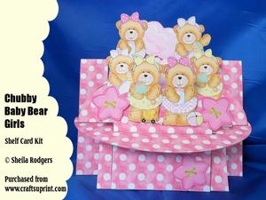 Chubby Baby Bear Girls 3D Shelf Card Kit