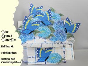 Blue Spotted Butterflies 3D Shelf Card Kit