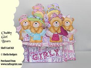 Chubby Girl Bears 3D Shelf Card Kit