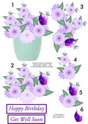 Purple Flowers with Butterfly Decoupage Sheet