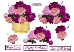 Pot of Roses Decoupage Sheet