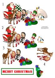 Santa with Elves Decoupage Sheet