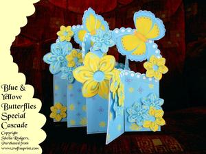 Special Cascade Card - Blue and Yellow Butterflies
