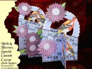 Special Cascade Card - Birds and Flowers