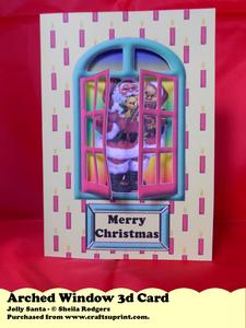 Arched Window 3D Card - Jolly Santa