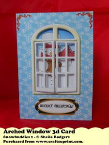 Arched Window 3D Card - Snowbuddies 1