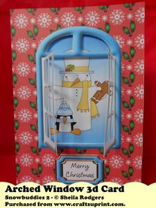 Arched Window 3D Card - Snowbuddies 2