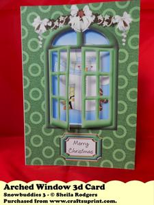 Arched Window 3D Card - Snowbuddies 3
