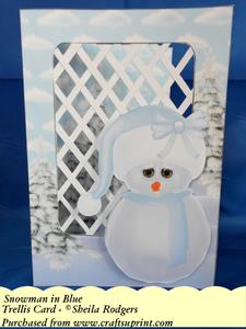 Snowman in Blue - Trellis Card Kit