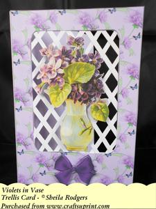Violets in Vase Trellis Card Kit