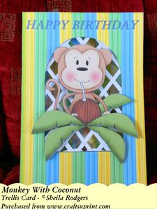 Monkey with Coconut - Trellis Card Kit