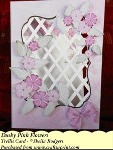 Dusky Pink Flowers - Trellis Card Kit