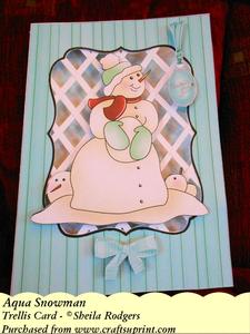 Aqua Snowman Trellis Card Kit