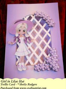 Girl in Lilac Hat Trellis Card Kit