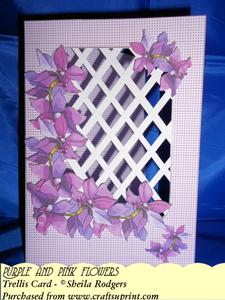 Purple and Pink Flowers - Trellis Card Kit