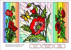 Stained Glass Poppies Gate Fold, Birthday or Belated Birthday