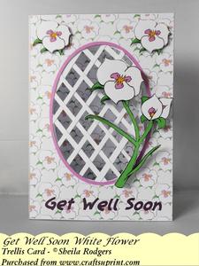 Get Well Soon White Flower - Trellis Card Kit