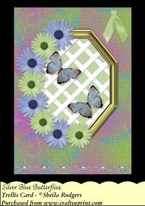 Silver Blue Butterflies - Trellis Card Kit