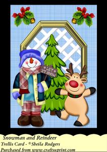 Snowman and Reindeer - Trellis Card Kit