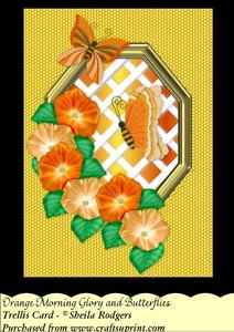 Orange Morning Glory and Butterflies - Trellis Card Kit
