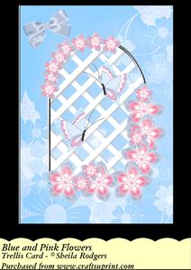 Blue and Pink Flowers - Trellis Card Kit