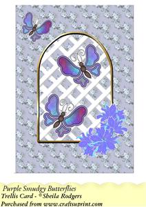 Purple Smudgy Butterflies - Trellis Card Kit