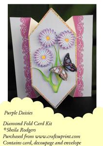 Purple Daisies - Diamond Fold Card Kit