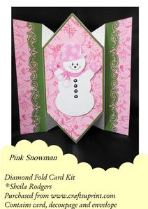 Pink Snowman - Diamond Fold Card