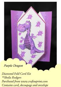 Purple Dragon - Diamond Fold Card