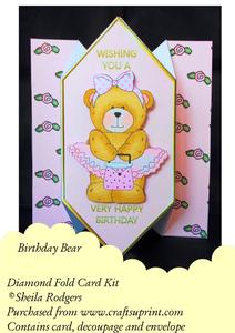 Birthday Bear - Diamond Fold Card