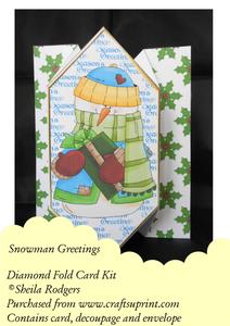 Snowman Greetings - Diamond Fold Card