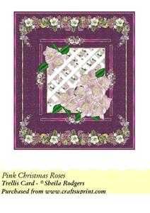 Pink Christmas Roses - Trellis Card Kit