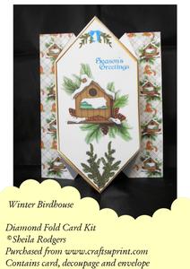 Winter Birdhouse - Diamond Fold Card