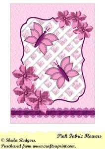 Pink Fabric Flowers - Trellis Card Kit